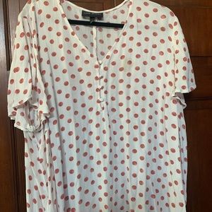 $5 & $10 sale Lane Bryant size 22 Blouse - white/pinkish polka dot
